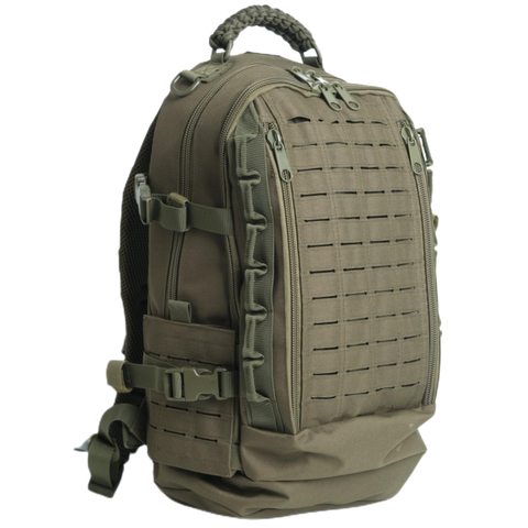 Mochila táctica verde oliva impermeable con sistema Molle cortado con láser 